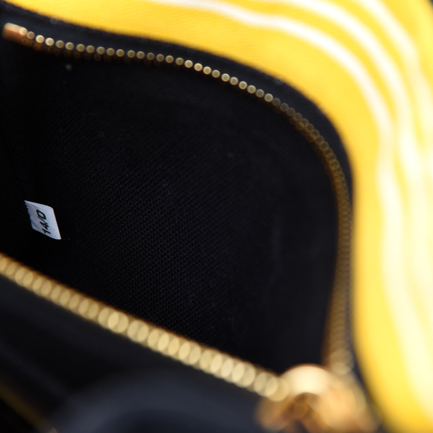 Prada Canvas Canapa Righe Striped Logo Tote Yellow Black 11 of 12
