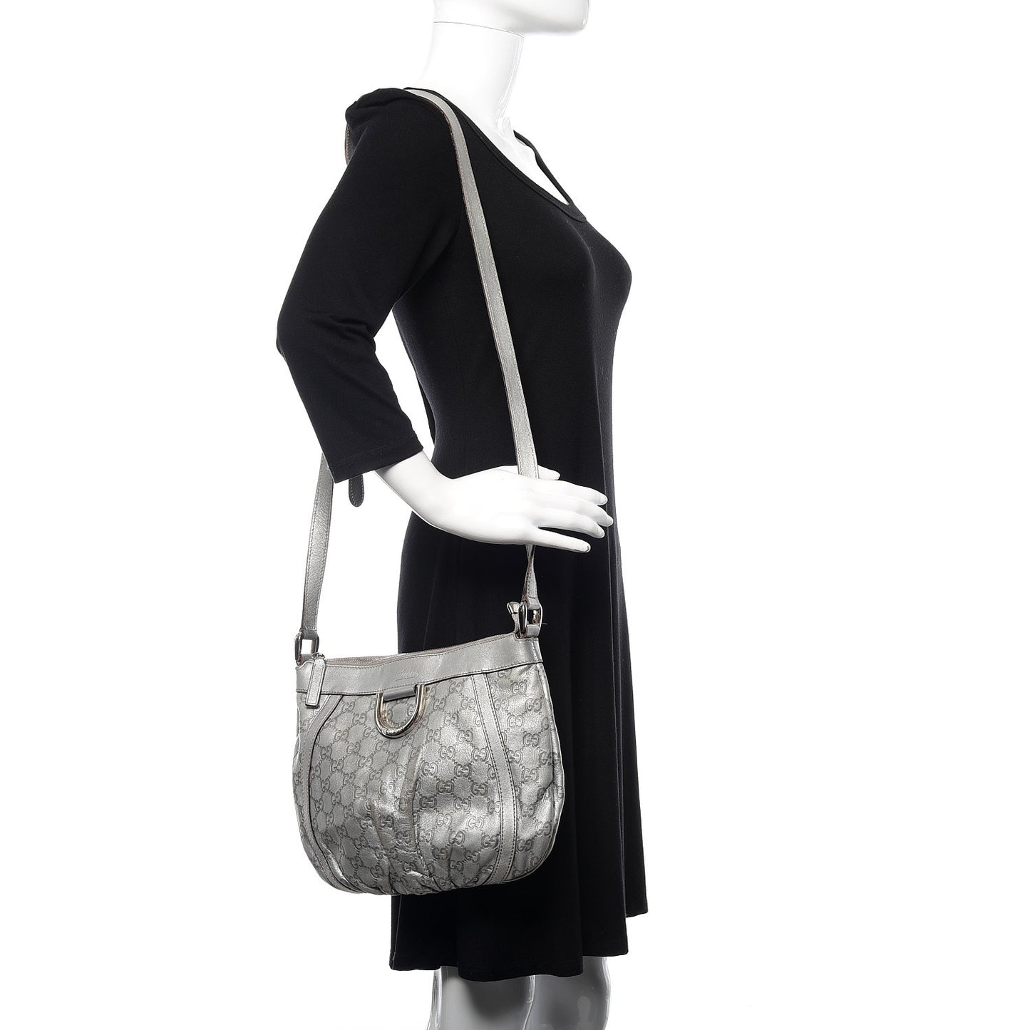 Guccissima Small D Ring Messenger Silver