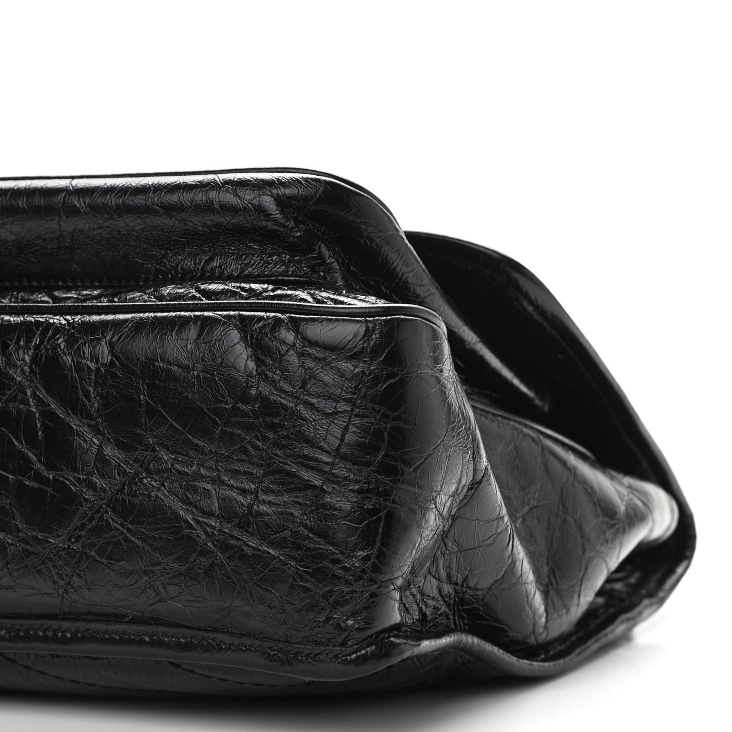 Crinkled Calfskin Matelasse Monogram Medium Niki Chain Satchel Black
