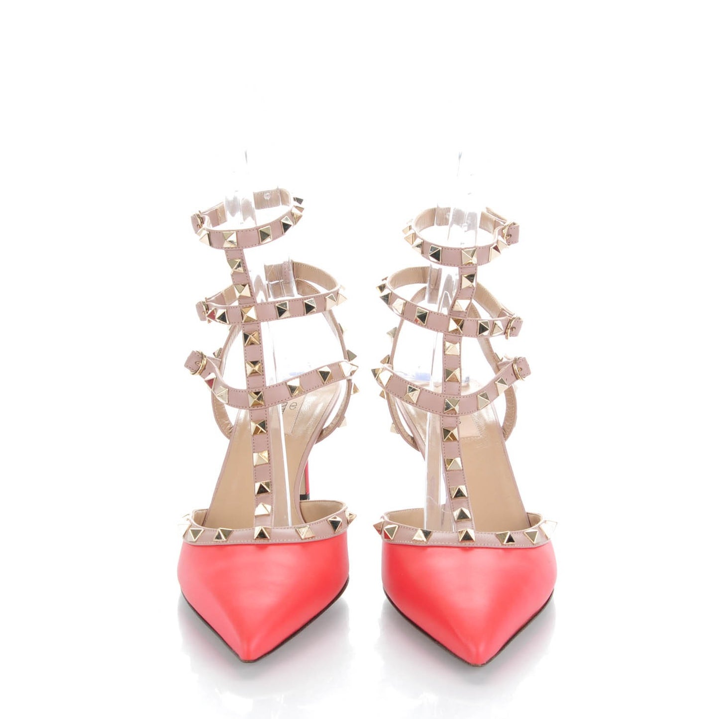 Nappa Rockstud Ankle Strap 65mm Pumps 41 Deep Coral Poudre