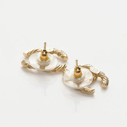 Chanel Crystal Twisted CC Earrings Gold 4 of 4