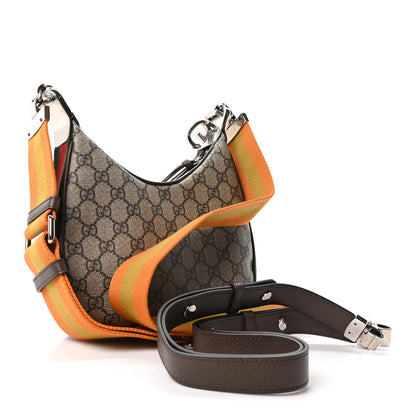 Gucci GG Supreme Monogram Textured Calfskin Web Small Attache Shoulder Bag Beige Ebony New Acero 3 of 10