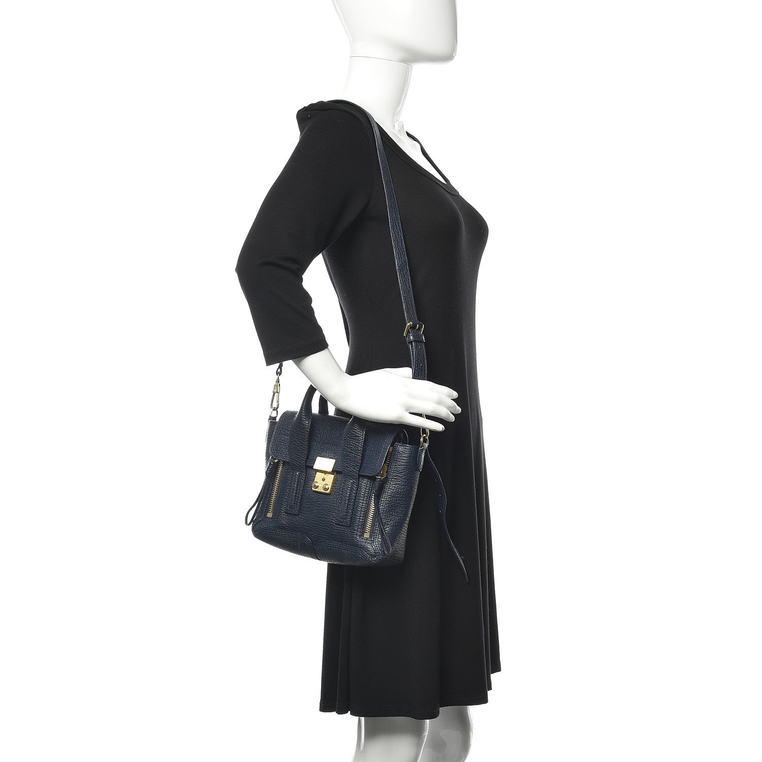 3.1 Phillip Lim 3.1 Textured Calfskin Mini Pashli Satchel Ink 2 of 17