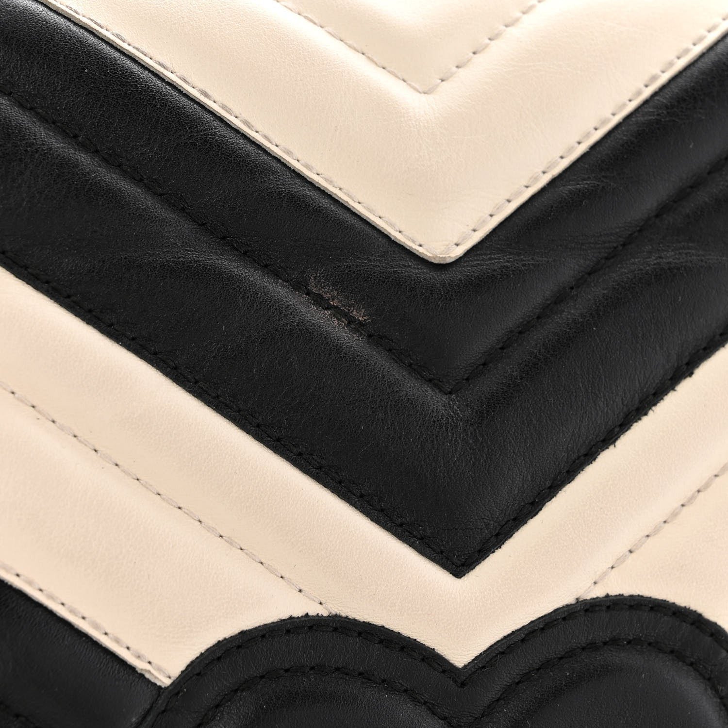 Gucci Calfskin Matelasse Medium GG Marmont Shoulder Bag Black White 13 of 15