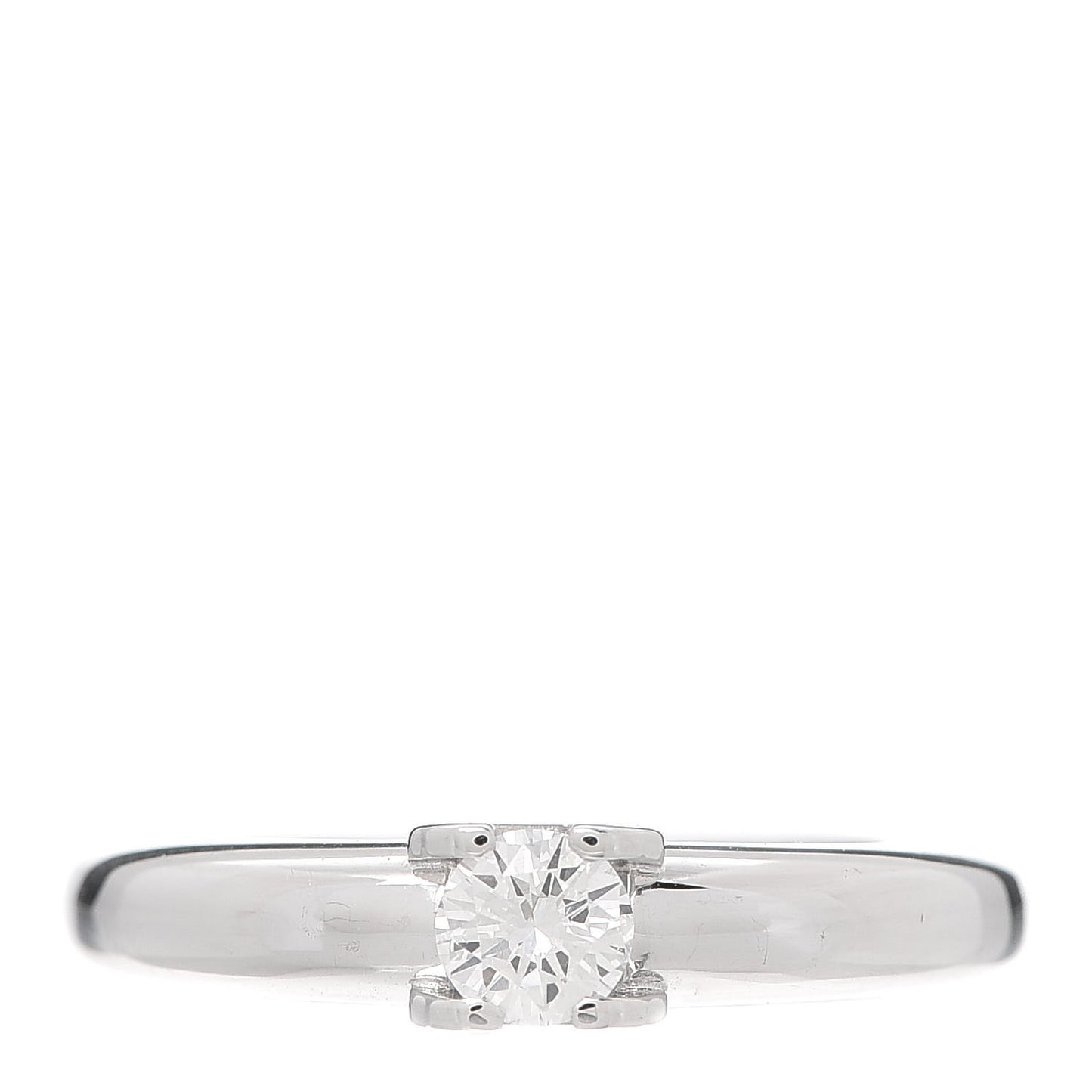 18K White Gold Diamond .28ct C De Cartier Solitaire Ring 50 5.25