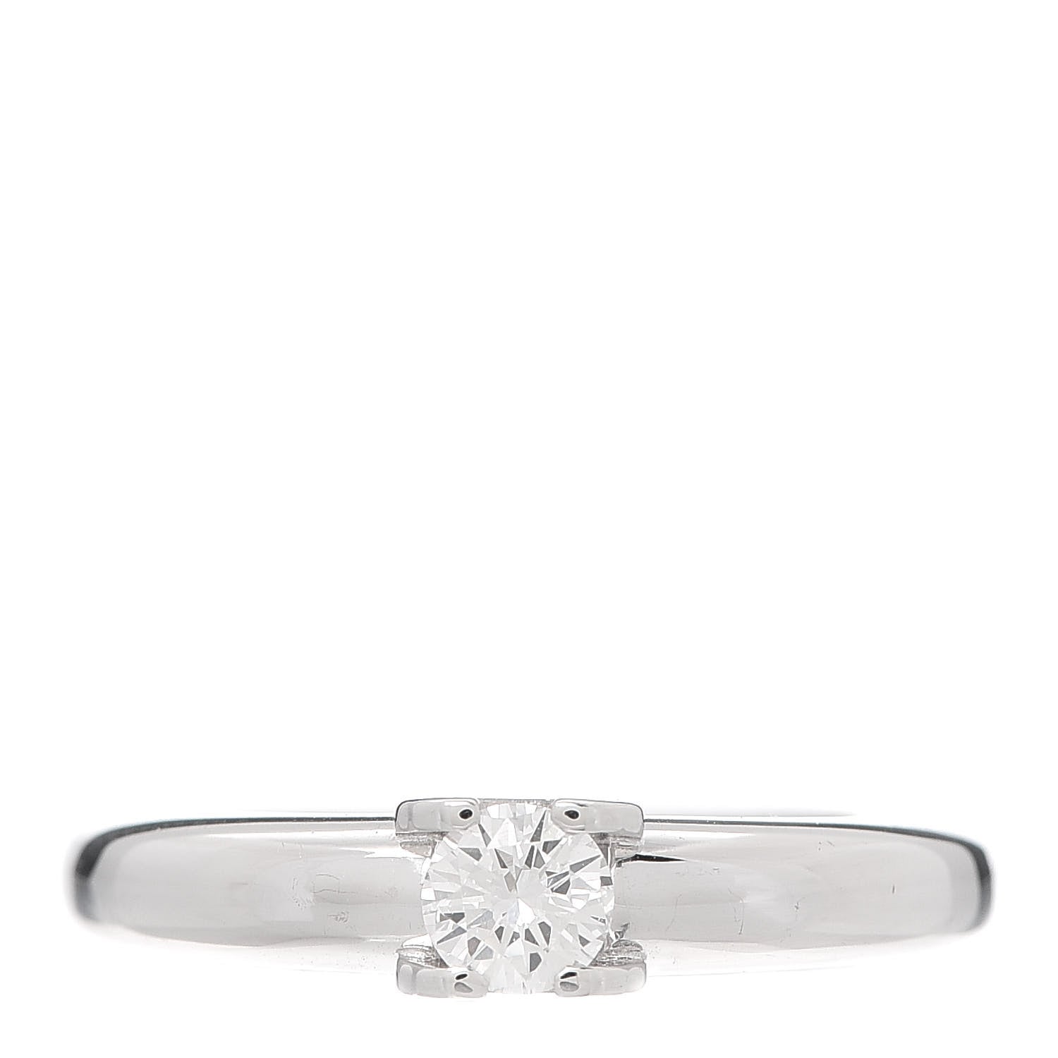 Cartier 18K White Gold Diamond .28ct C De Cartier Solitaire Ring 50 5.25 1 of 5