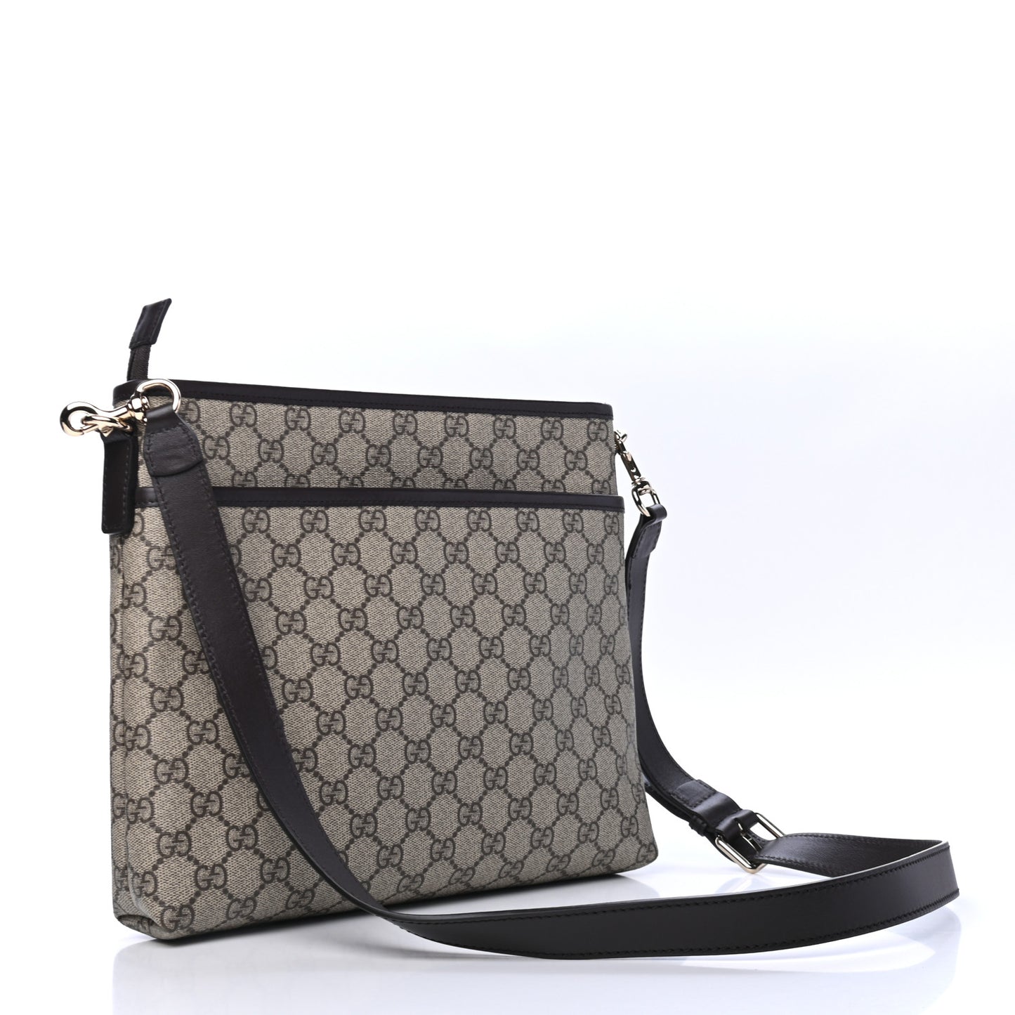 GG Plus Monogram Medium Flat Messenger Bag Dark Brown
