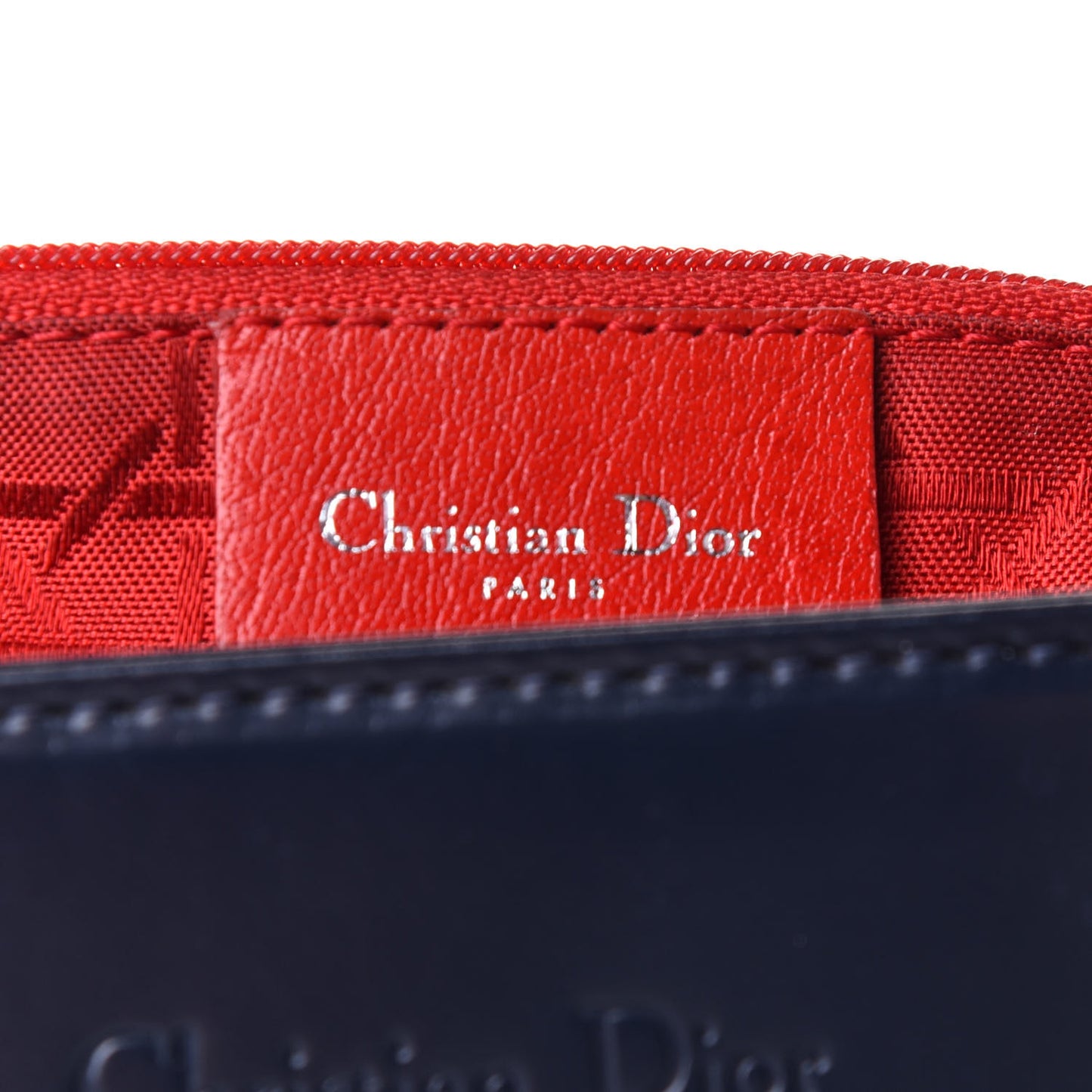 Glazed Calfskin Large Lady Dior Dark Blue