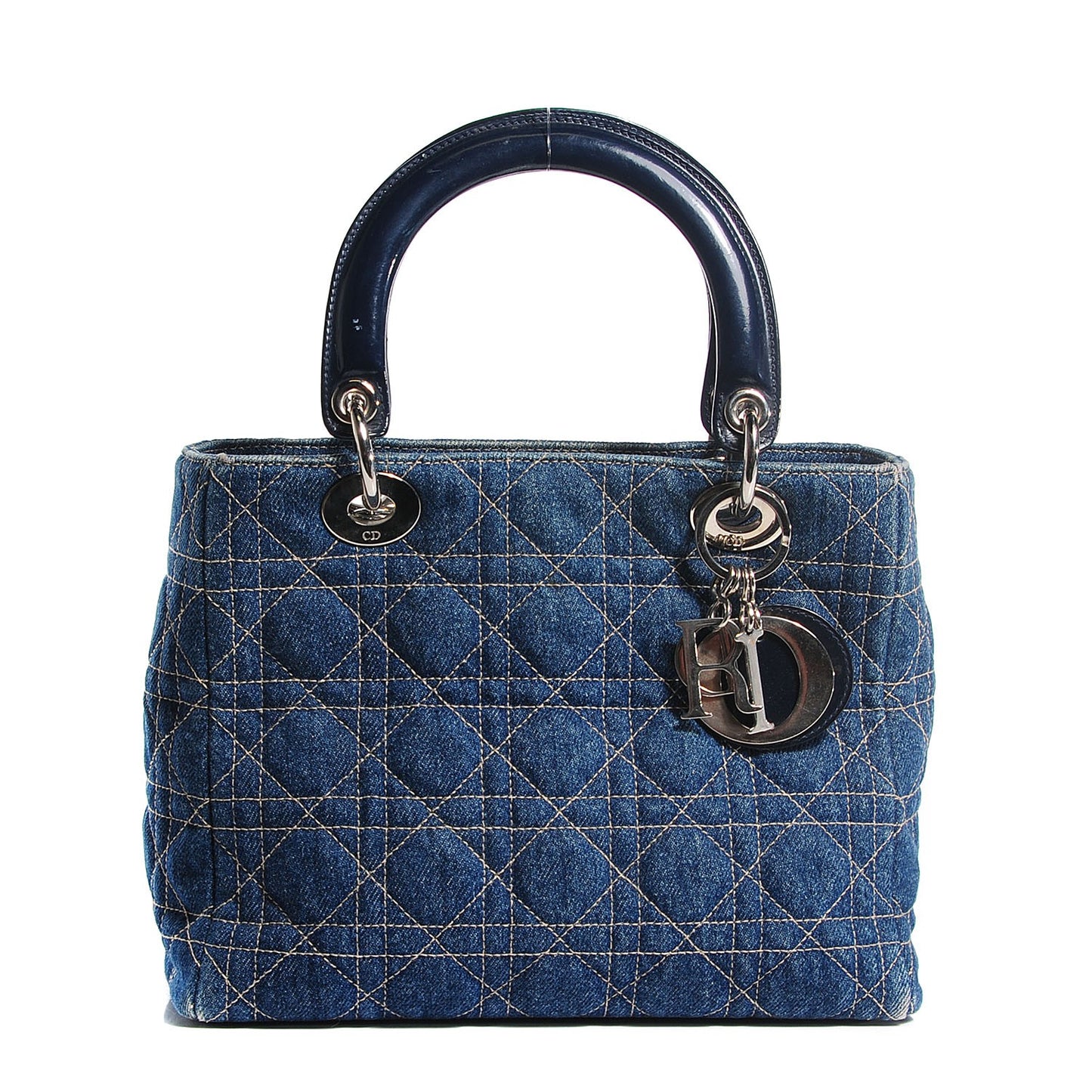 Denim Cannage Medium Lady Dior Blue