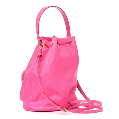 Prada Re-Nylon Saffiano Duet Bucket Crossbody Bag Fuxia 2 of 9
