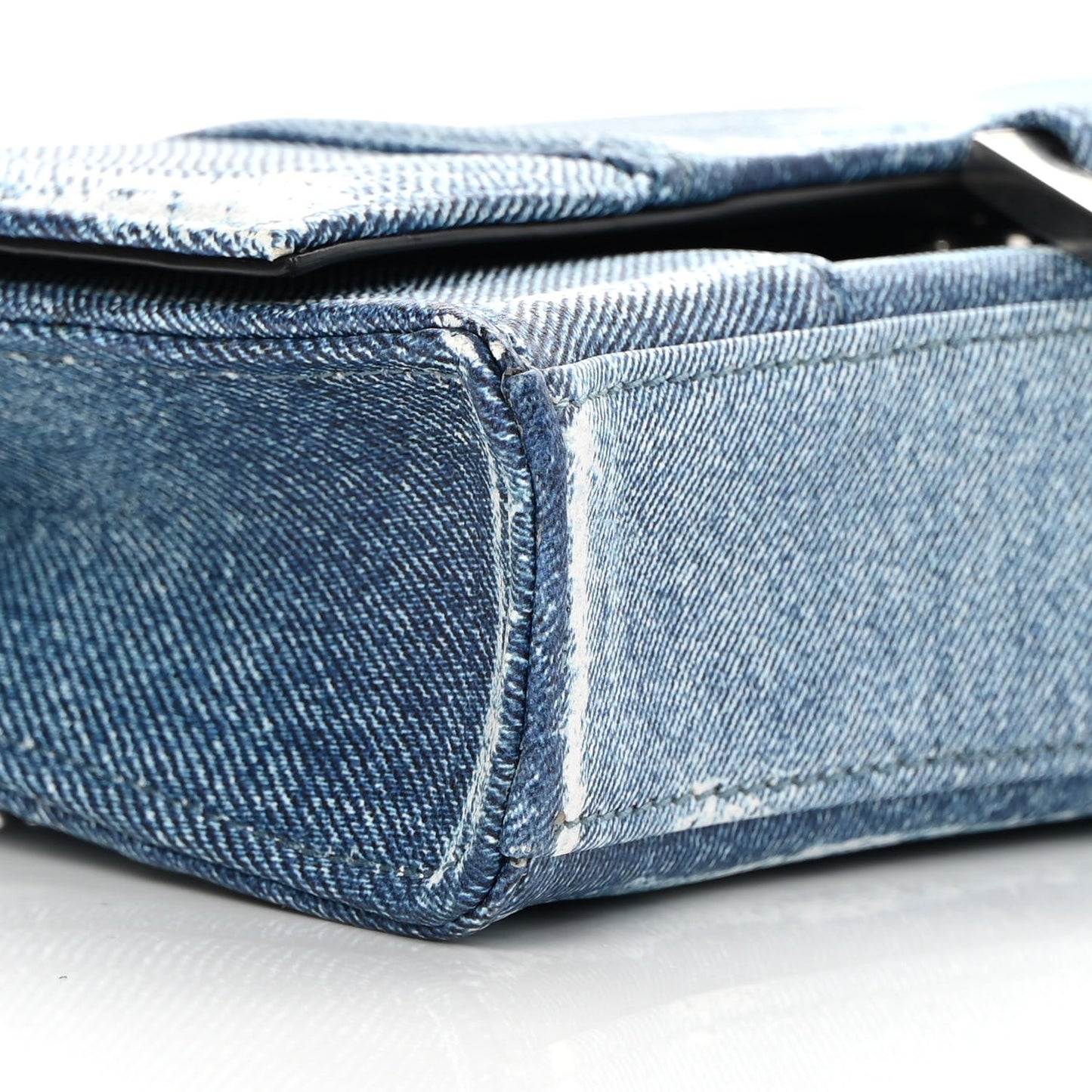 Nappa Denim Printed Hourglass Chain Bag Denim Blue