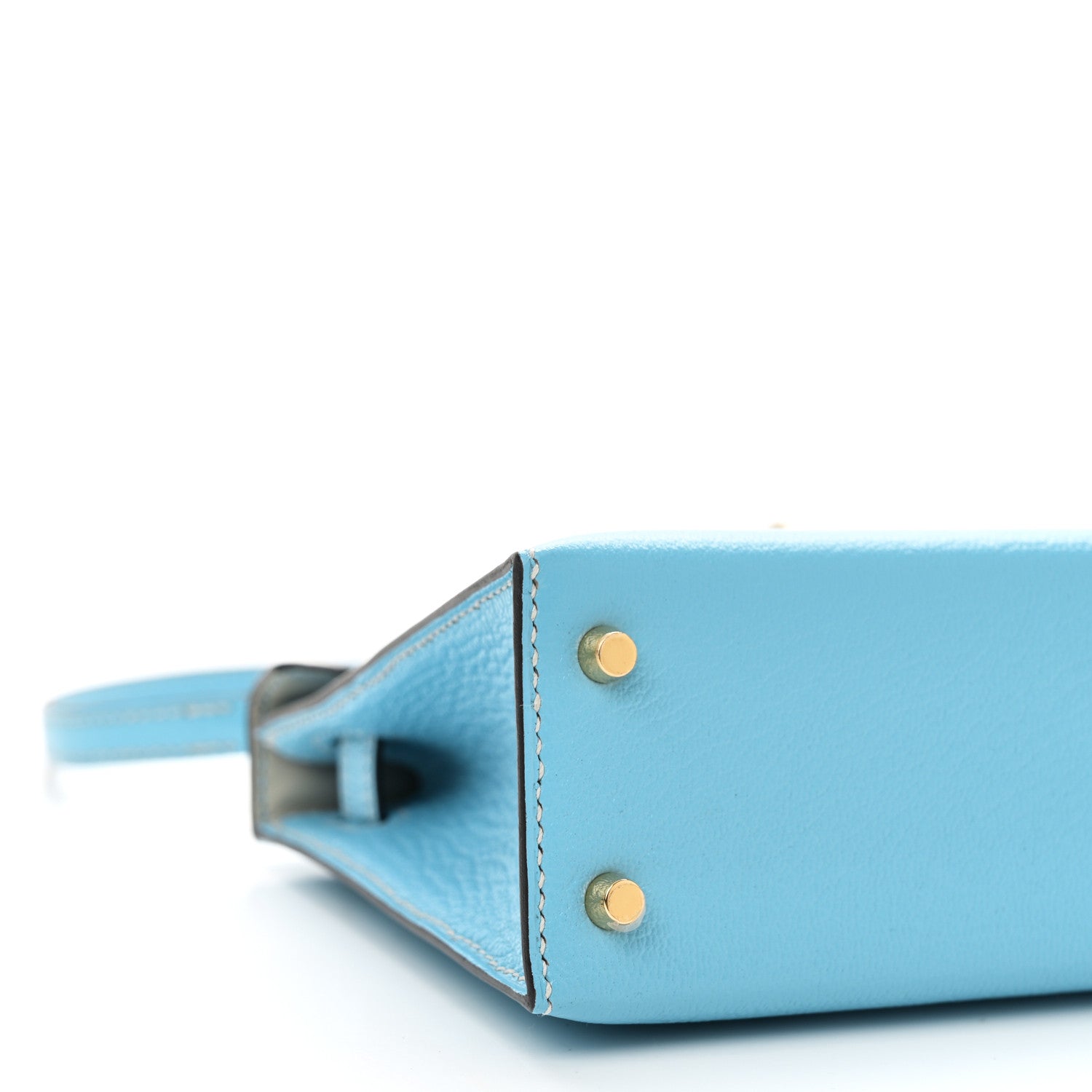 Hermes Chevre Mysore Horseshoe Mini Kelly Sellier 20 Celeste Gris Perle 9 of 11