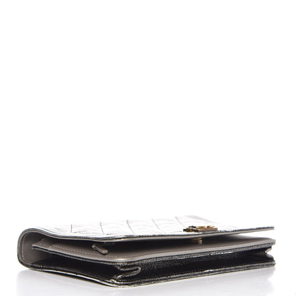 Chanel Cracked Metallic Calfskin Quilted Boy Wallet On Chain WOC Dark Silver 4 of 12