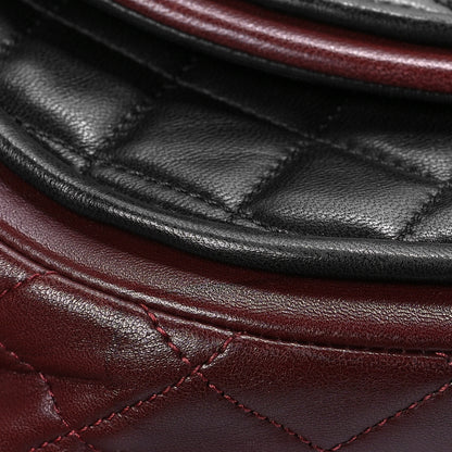Chanel Lambskin Quilted Large Classic Twist Crescent Flap Black Burgundy 10 of 10