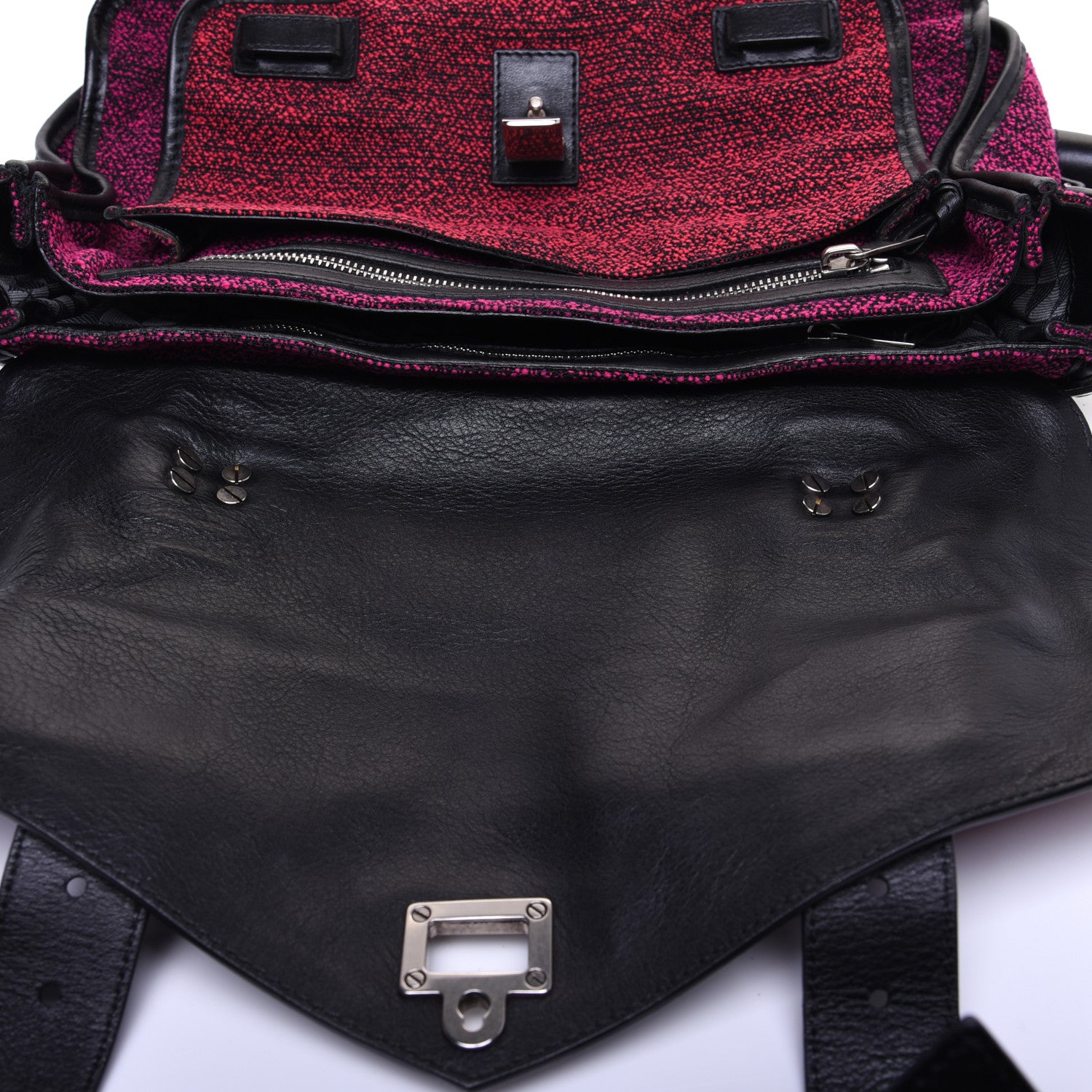 Proenza Schouler Tweed Lambskin Medium PS1 Satchel Berry Fuxia Pink 12 of 14