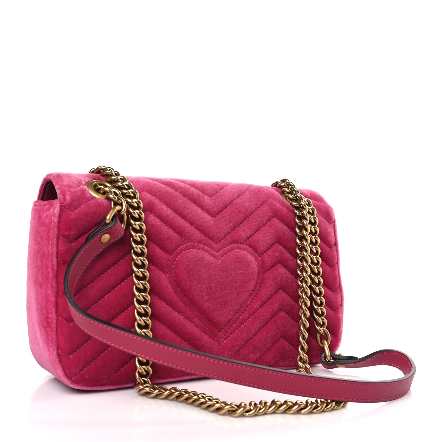 Gucci Velvet Matelasse Small GG Marmont Shoulder Bag Light Raspberry Rose 3 of 9