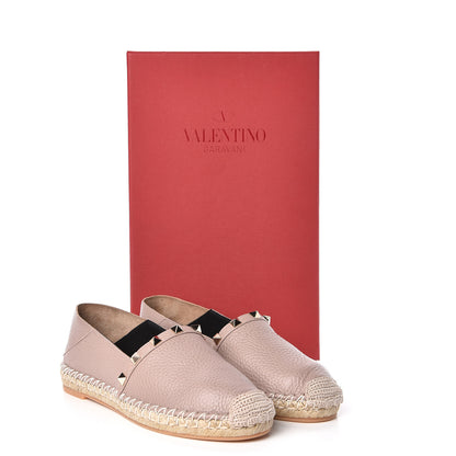 Valentino Garavani Pebbled Calfskin Rockstud Espadrilles 36 Poudre 10 of 10