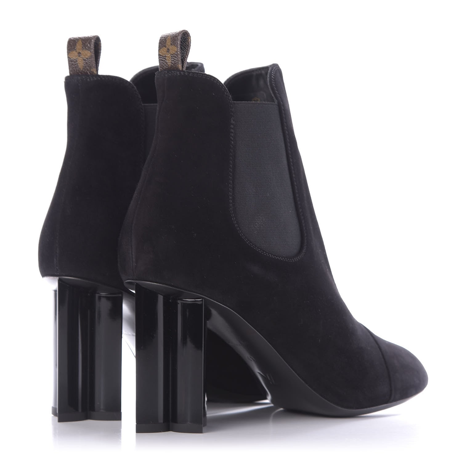 Louis Vuitton Suede Monogram Uniformes Cap Toe Chelsea 80mm Ankle Boots 41 Black 4 of 11