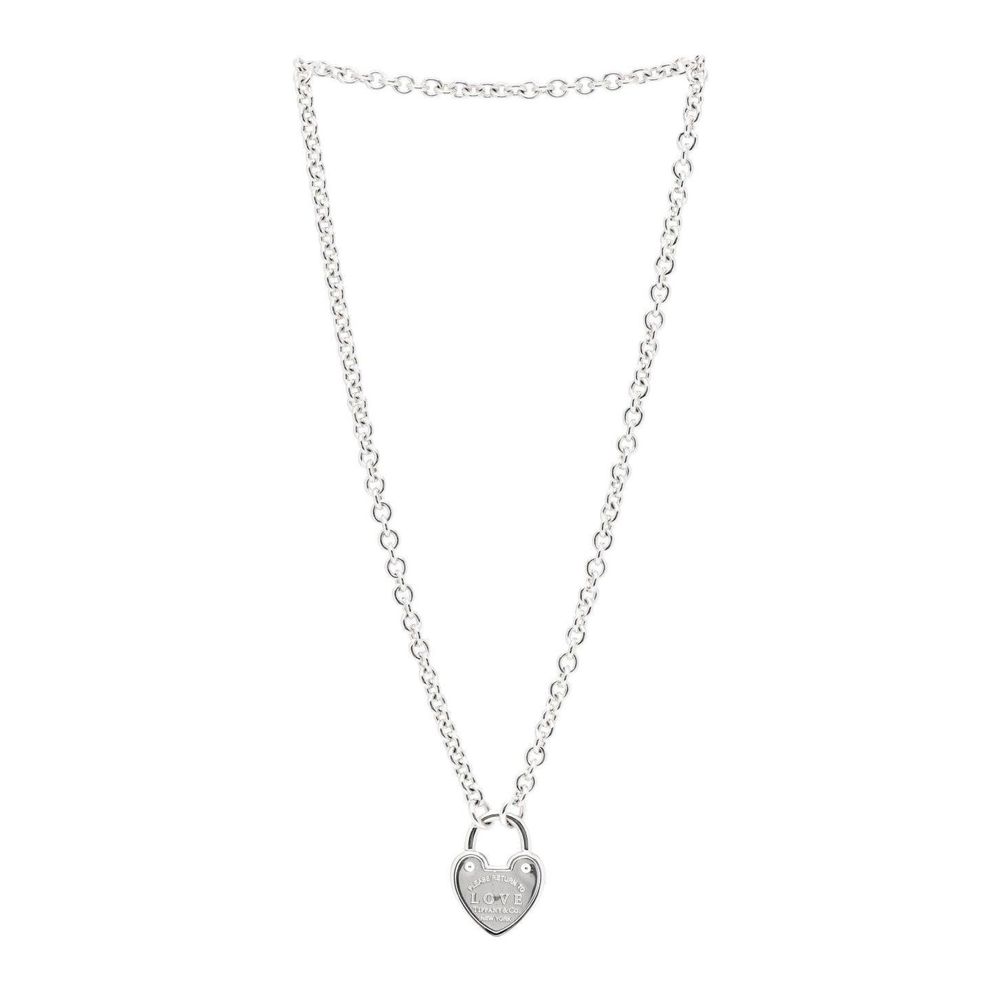 Sterling Silver Return To Tiffany Love Heart Lock Pendant Necklace