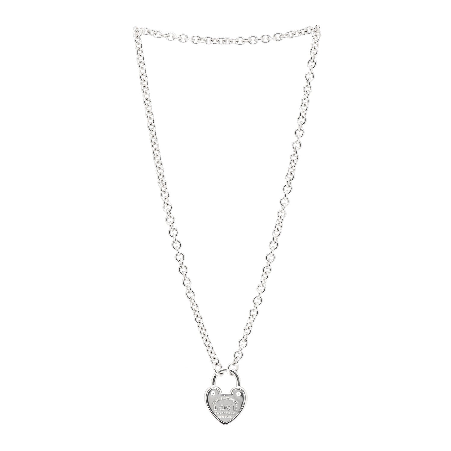 Tiffany Sterling Silver Return To Tiffany Love Heart Lock Pendant Necklace 3 of 4