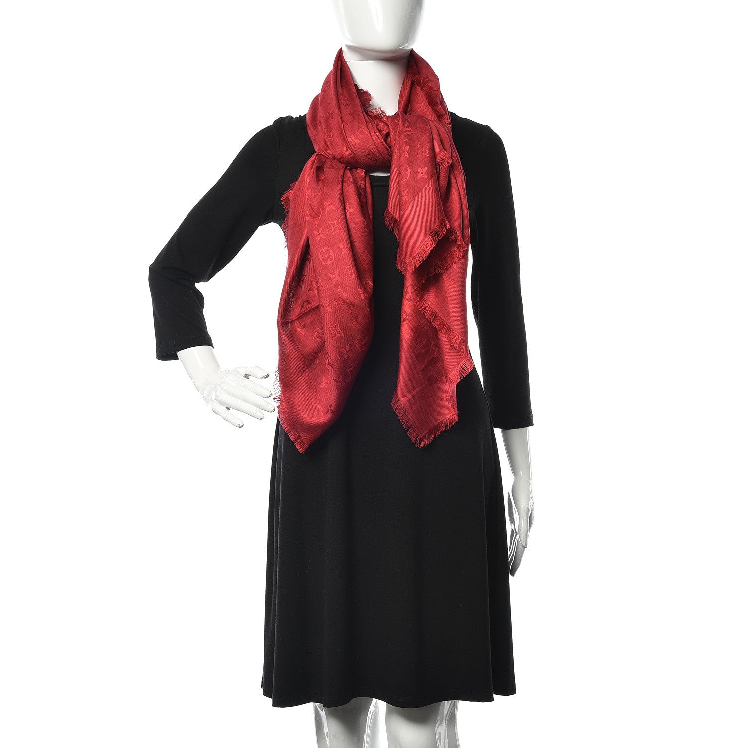 Louis Vuitton Silk Wool Monogram Shawl Pomme D'Amour 2 of 5