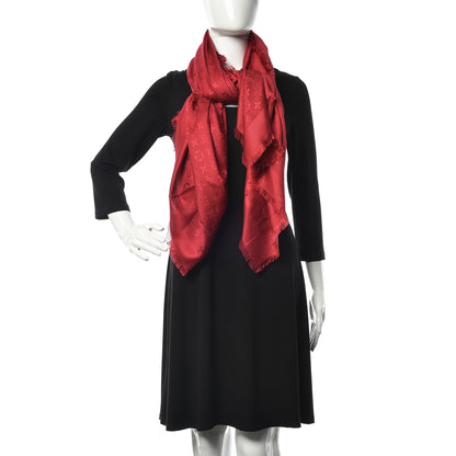 Louis Vuitton Silk Wool Monogram Shawl Pomme D'Amour 2 of 5