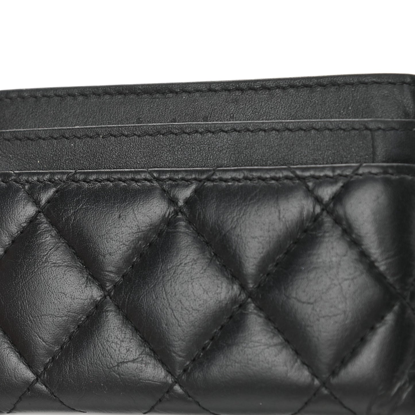 Aged Calfskin Quilted Lucky Charms Reissue Card Holder Black
