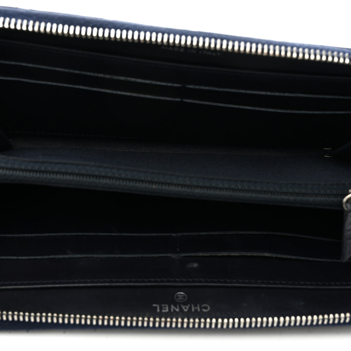 Chanel Caviar Quilted Large Gusset Zip Around Wallet Navy 5 of 9