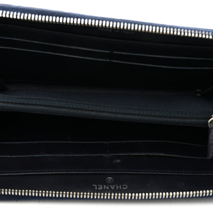 Chanel Caviar Quilted Large Gusset Zip Around Wallet Navy 5 of 9