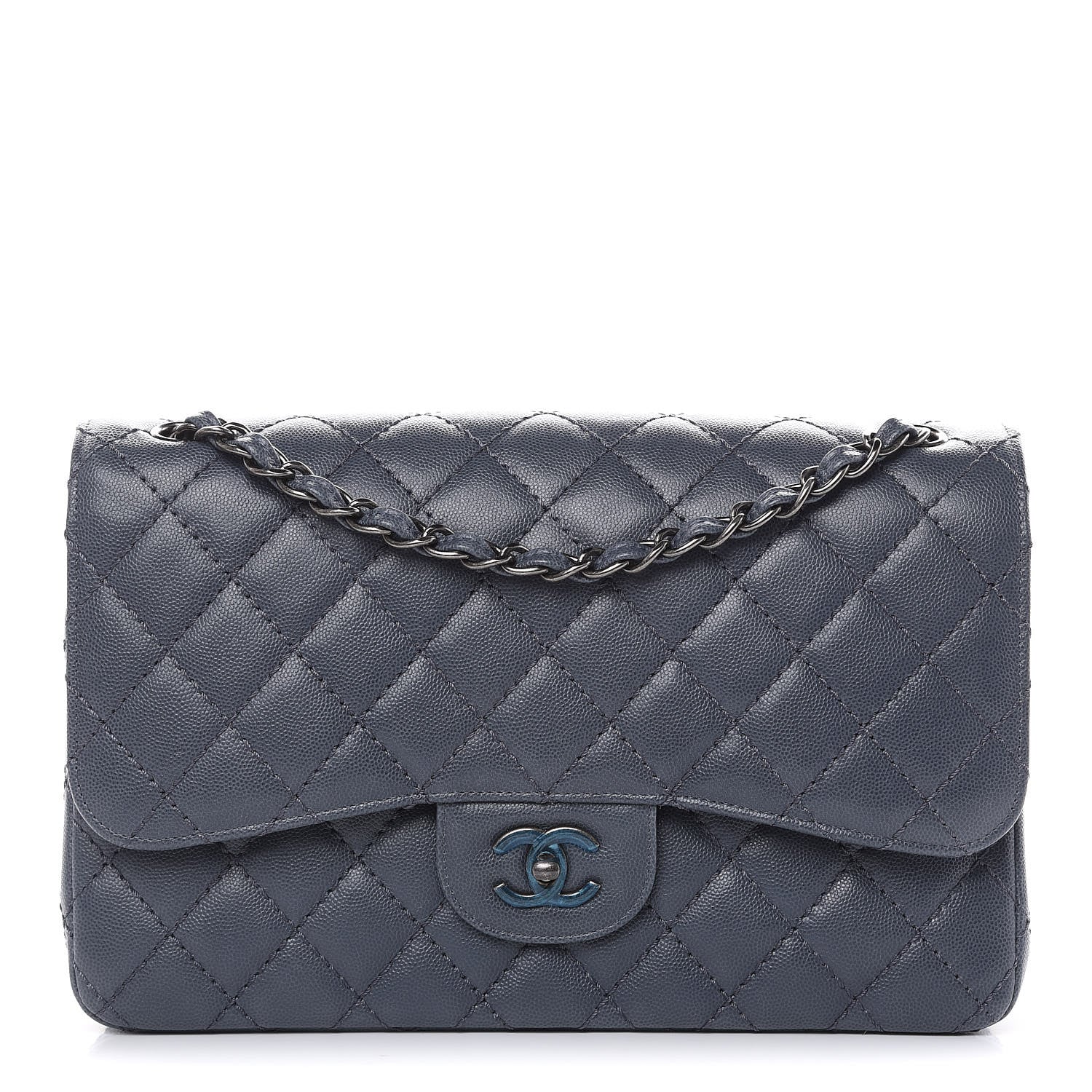 Chanel Caviar Quilted Jumbo Double Flap Grey 1 of 11
