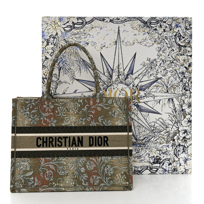 Christian Dior CHRISTIAN DIOR Canvas Embroidered Medium Brocart Book Tote Metallic Green 14 of 14