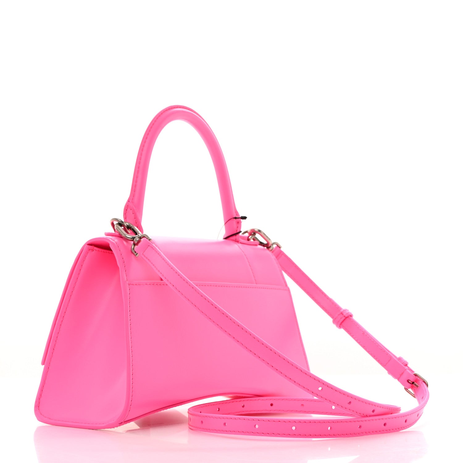 Balenciaga Shiny Box Calfskin Small Hourglass Top Handle Bag Fluo Pink 2 of 10