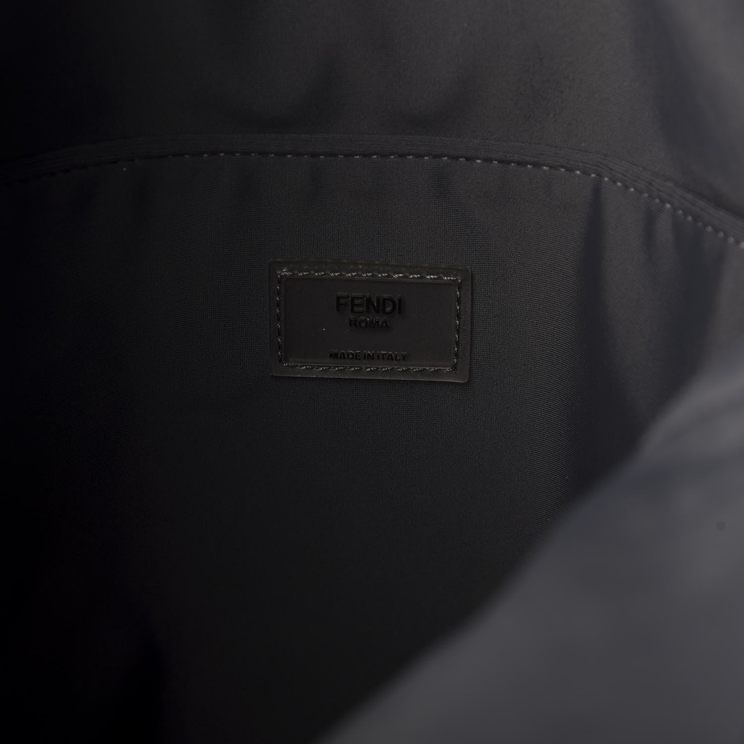 Fendi Mesh Cuoio Romano Vitello Stampa FF 1974 Embossed Logo Plate Backpack Black 8 of 9