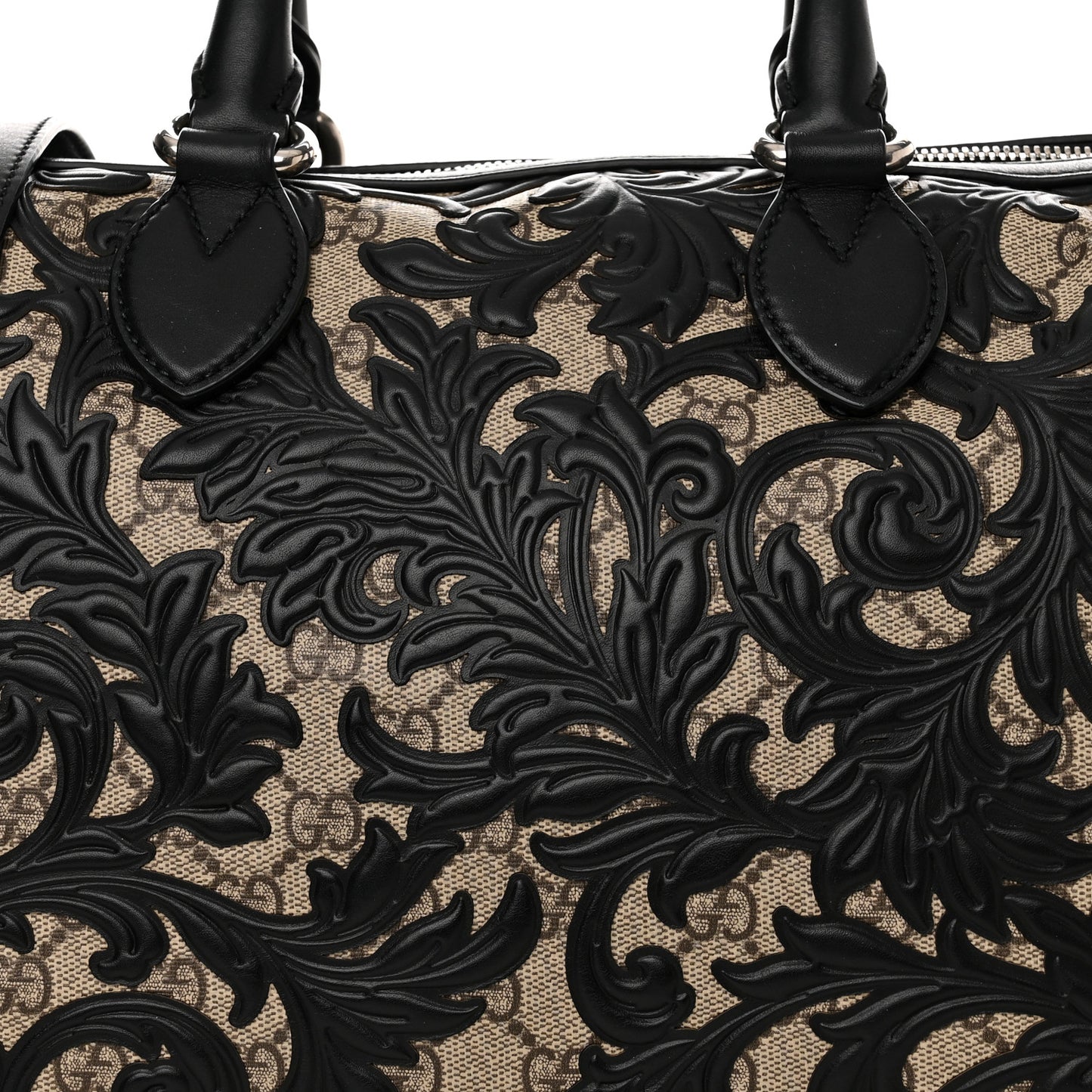 GG Supreme Monogram Arabesque Medium Boston Black