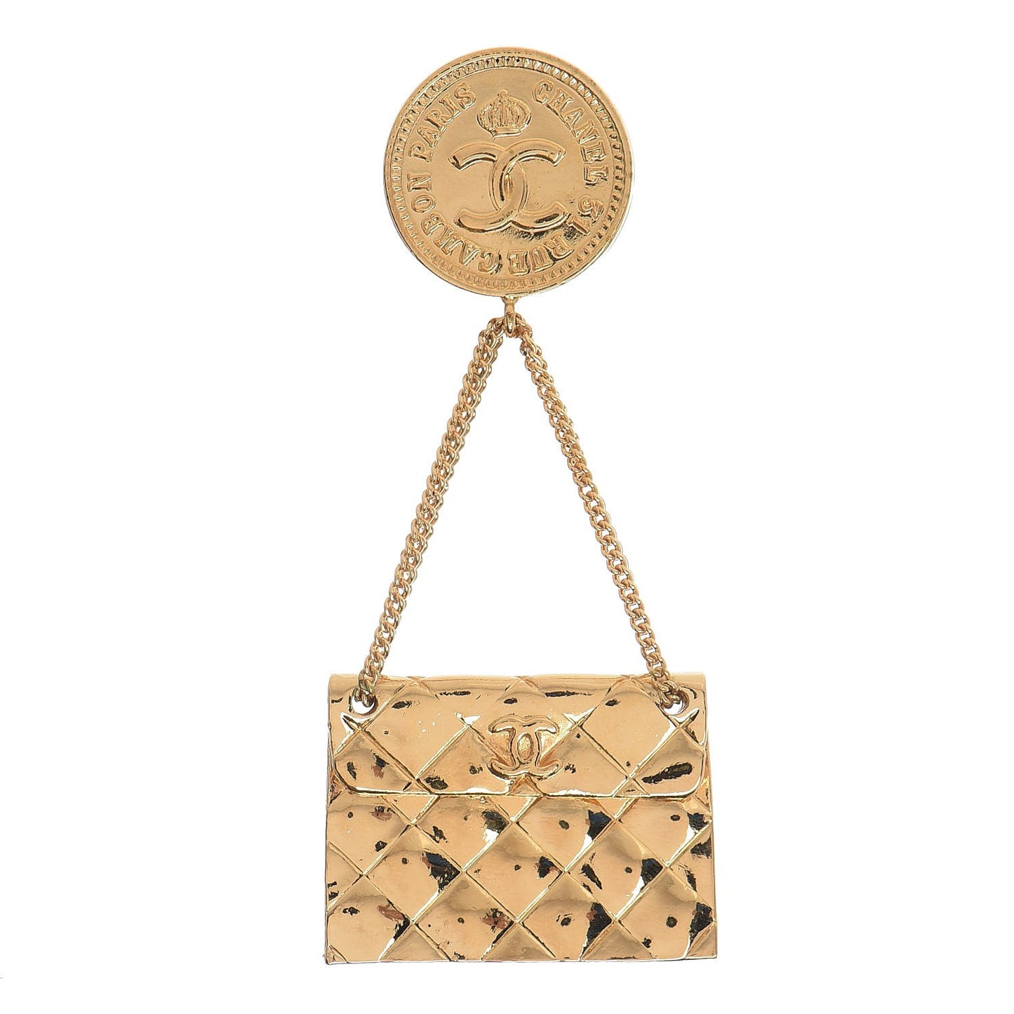 2.55 Flap Bag Brooch Gold