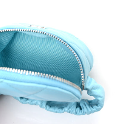 Chanel Lambskin Quilted Arm Coin Purse Neon Blue 5 of 7