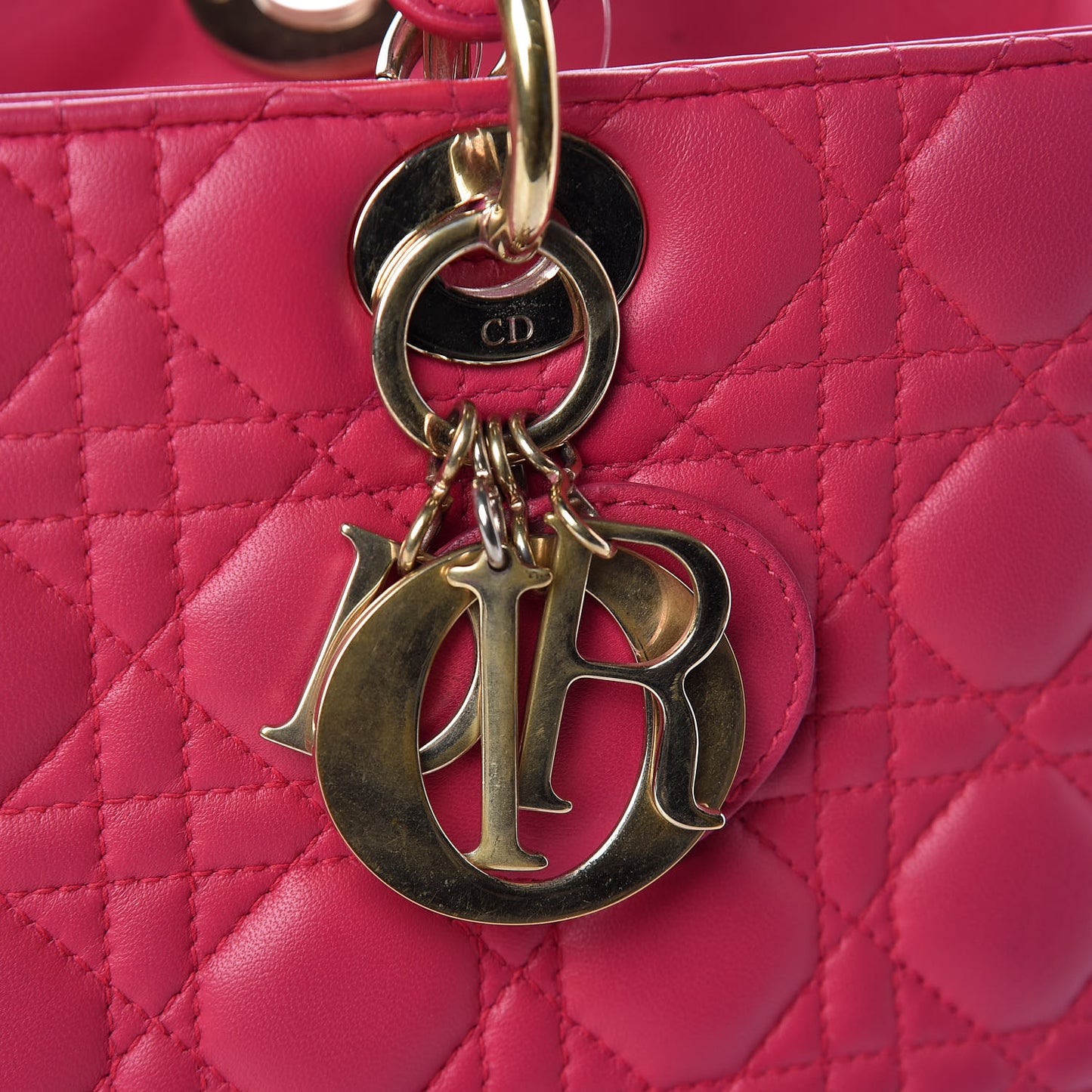 Lambskin Cannage Large Lady Dior Fuchsia