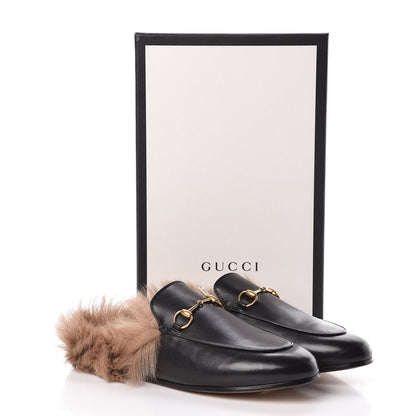 Gucci Calfskin Fur Womens Princetown Slippers 38.5 Black 8 of 8