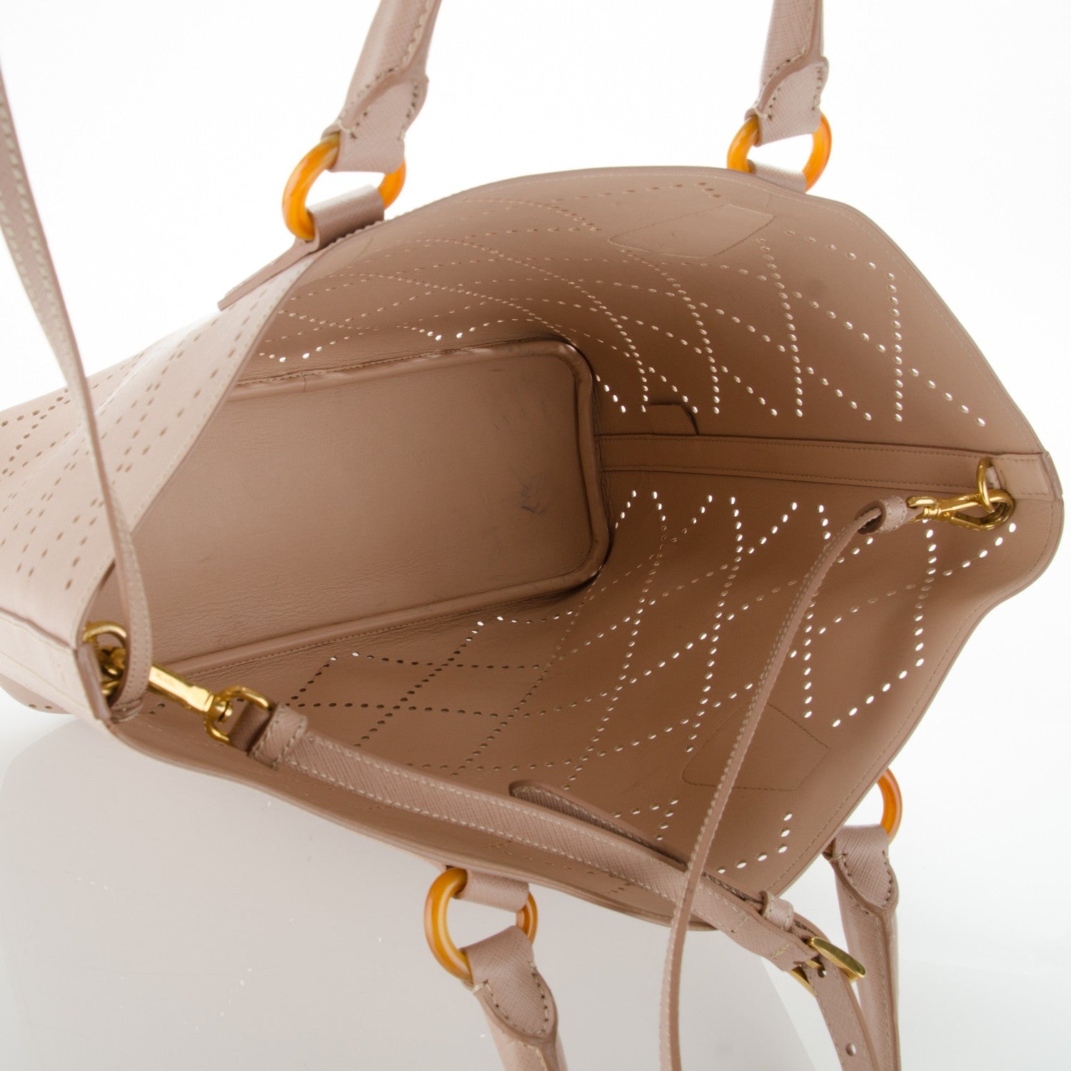 Prada Saffiano Perforated Tote Sabbia 6 of 11