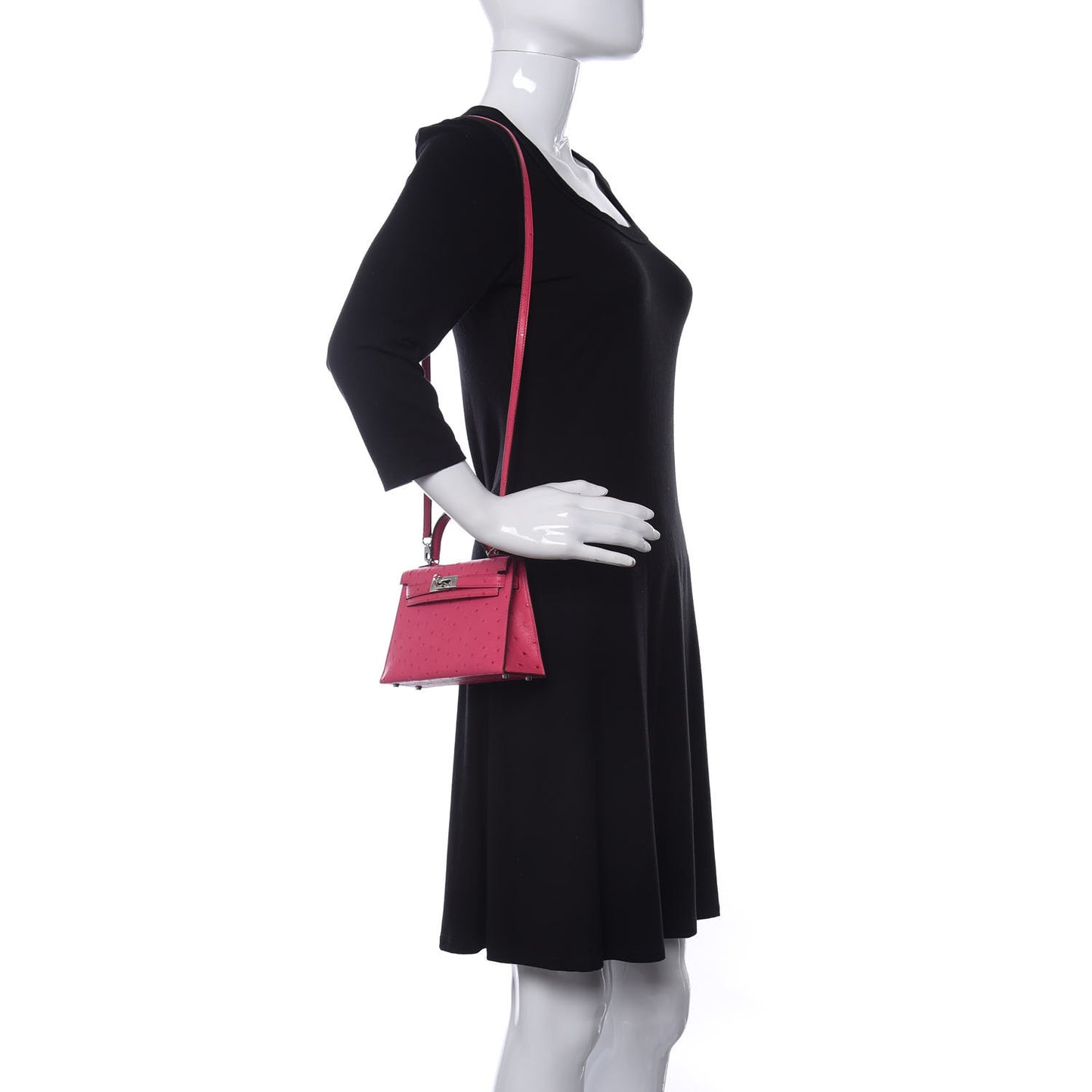 Ostrich Kelly Sellier Mini 20 Rose Tyrien