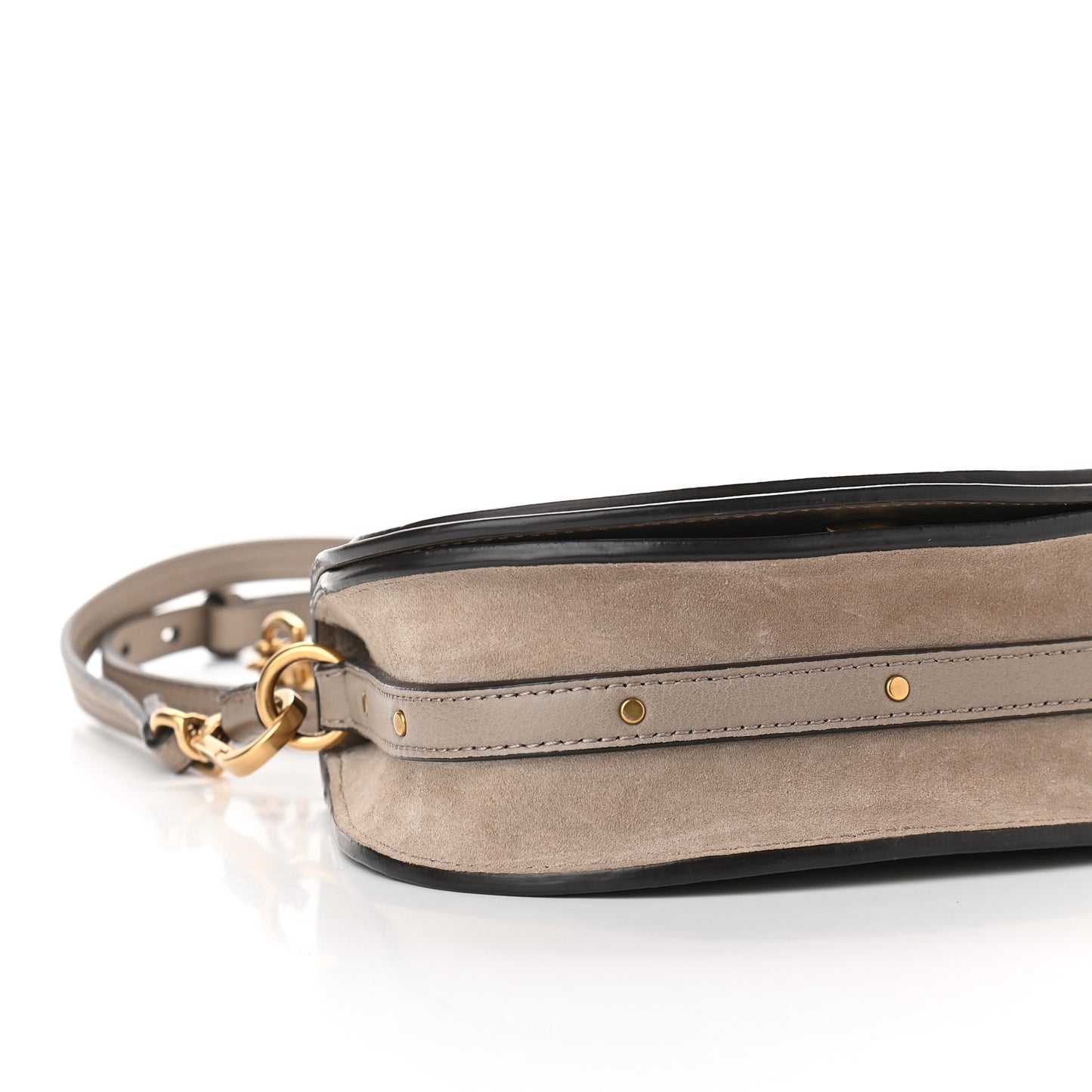 Calfskin Suede Small Nile Bracelet Bag Motty Grey