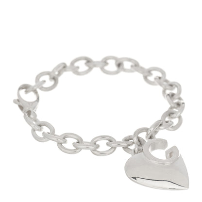 Gucci Sterling Silver G Heart Charm Link Bracelet 1 of 3