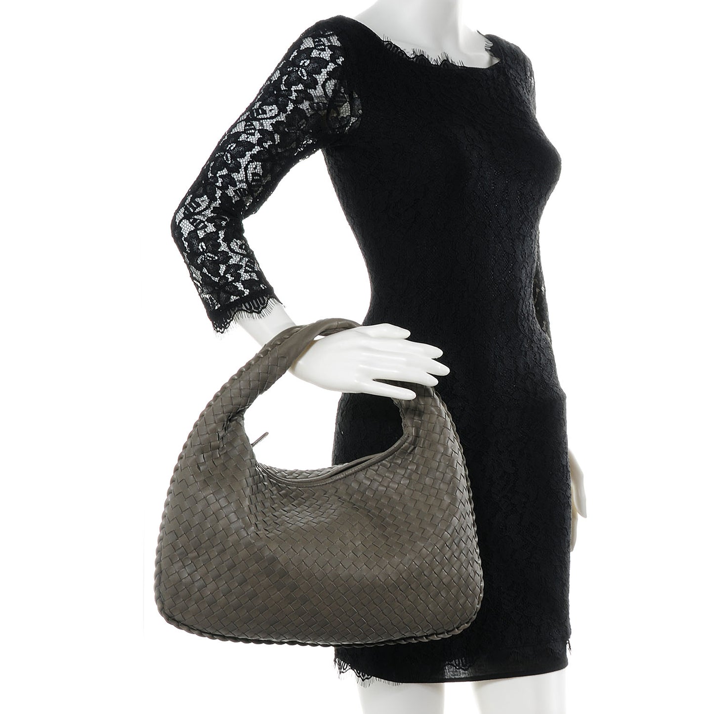 Nappa Intrecciato Medium Veneta Hobo Steel
