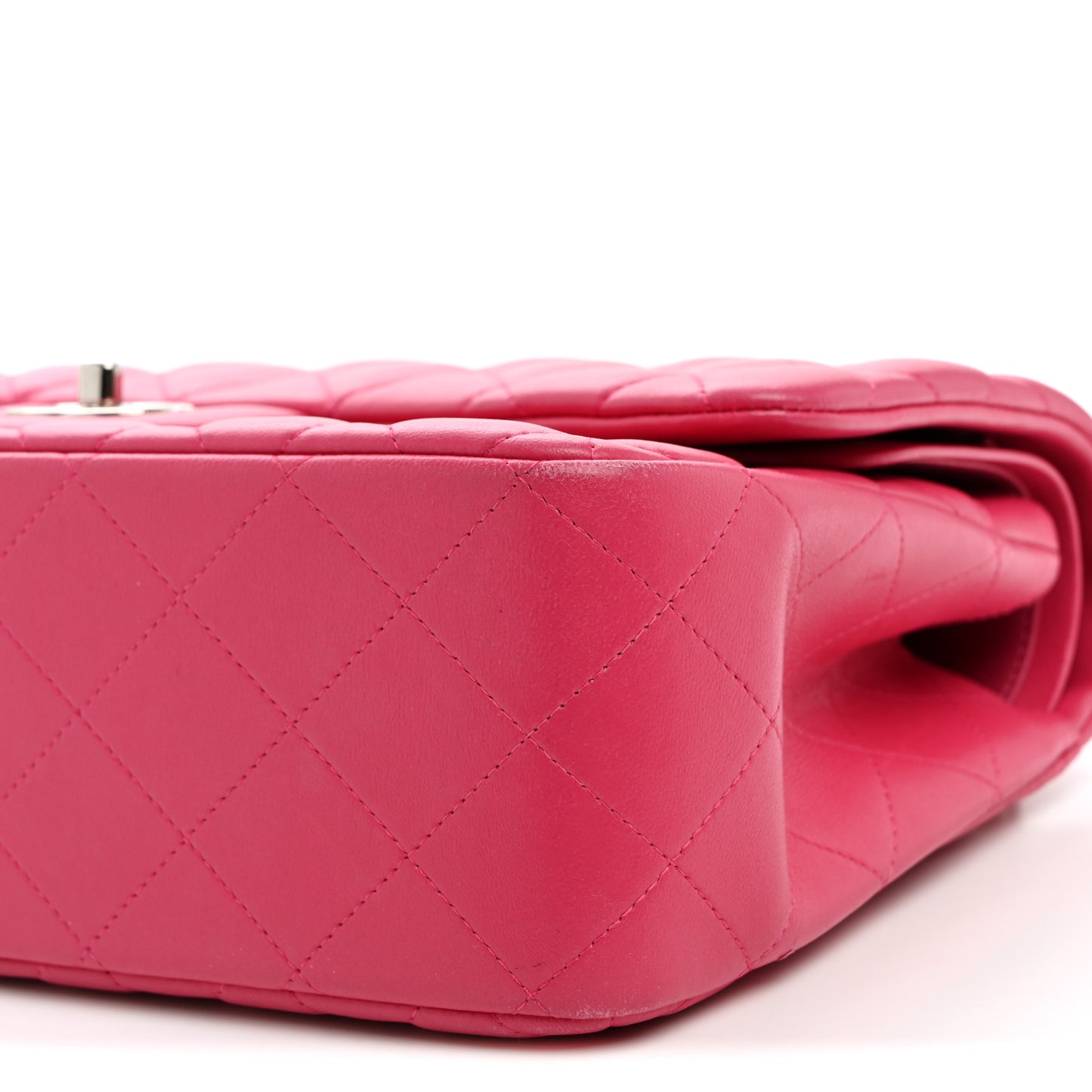 Lambskin Quilted Jumbo Double Flap Dark Pink