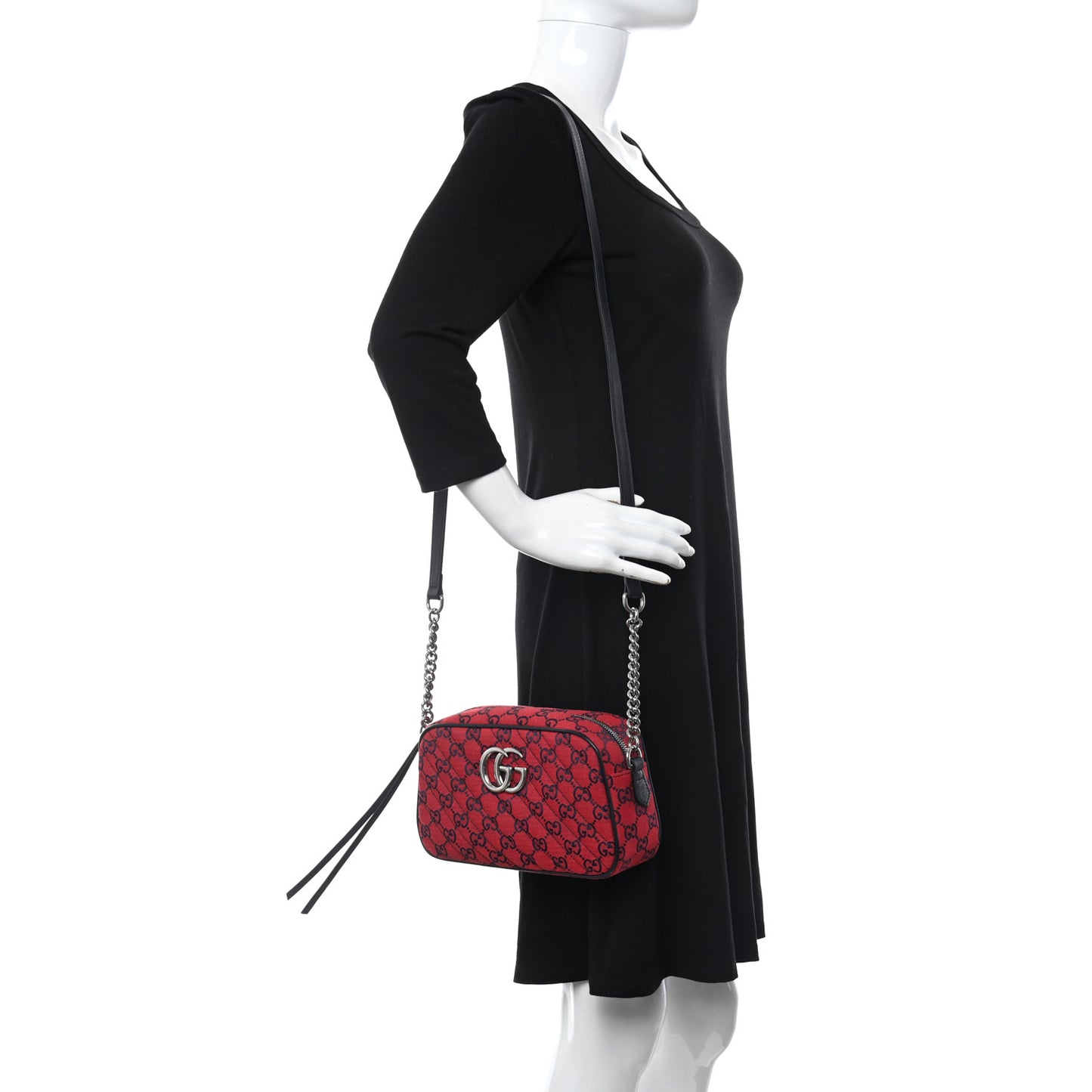 Monogram Multicolor Matelasse Diagonal Small GG Marmont Chain Shoulder Bag Red Blue