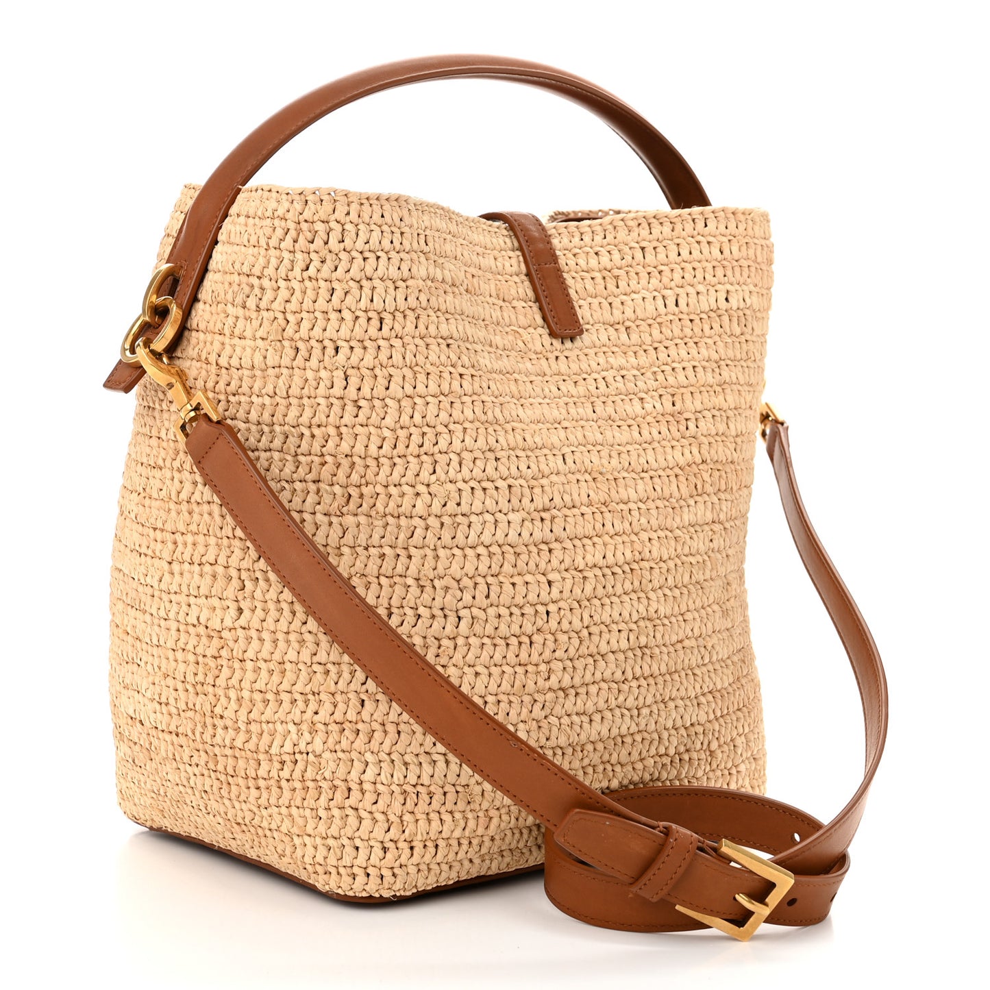 Raffia Vegetable Le 37 Bucket Bag Naturel Brick