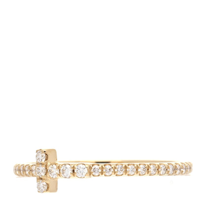Tiffany 18K Yellow Gold Diamond T Wire Pave Ring 50 5.5 4 of 6