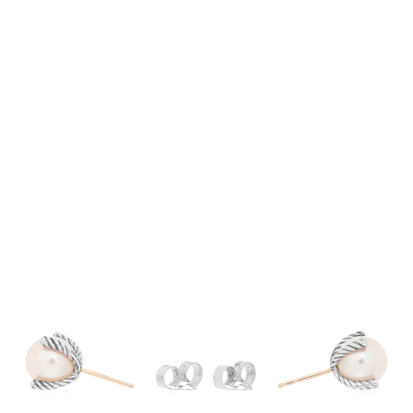Sterling Silver Diamond Pearl 10mm Cable Stud Earrings