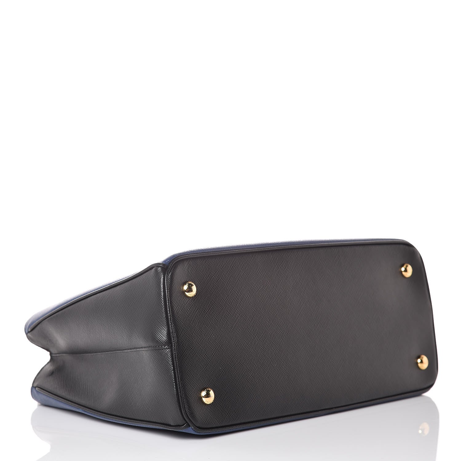 Prada Saffiano Lux Bi-Color Medium Tote Bluette Black 5 of 13