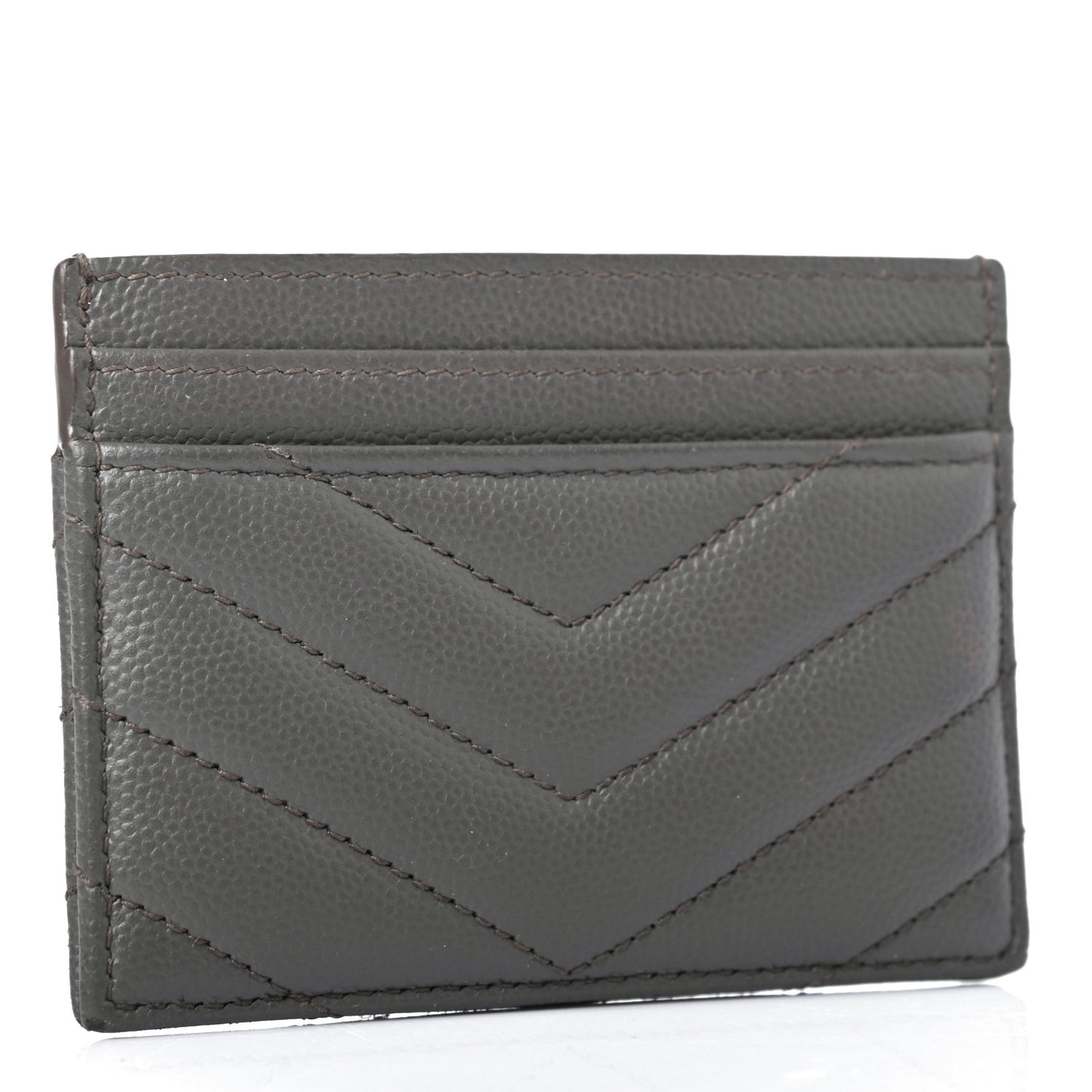 Grain De Poudre Matelasse Chevron Monogram Credit Card Case Coal